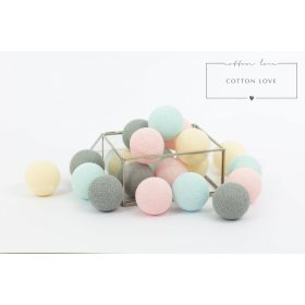 Bavlnené svietiace LED guličky Cotton Balls - púdrové, cotton love